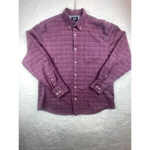 Charles Tyrwhitt Burgundy & Gray Plaid Non Iron Classic Fit Flannel Shirt XL